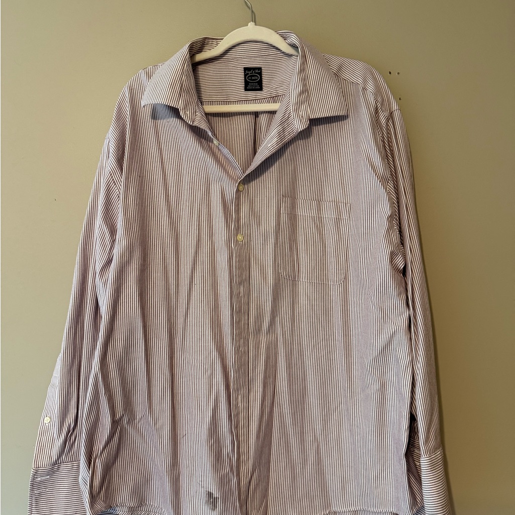 Joseph  Feiss Maroon And White Striped Shirt
